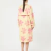 Casaco trench midi em gabardine estampada e repelente à água, amarelo