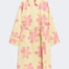 Casaco trench midi em gabardine estampada e repelente à água, amarelo
