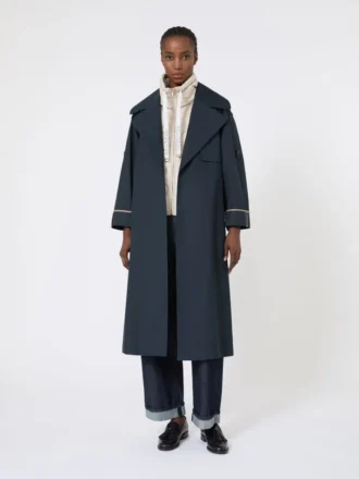 Casaco trench oversized em sarja repelente à água, azul ultramar