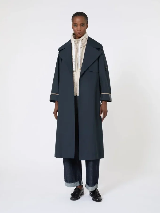 Casaco trench oversized em sarja repelente à água, azul ultramar