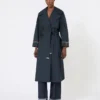 Casaco trench oversized em sarja repelente à água, azul ultramar