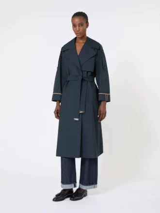Casaco trench oversized em sarja repelente à água, azul ultramar