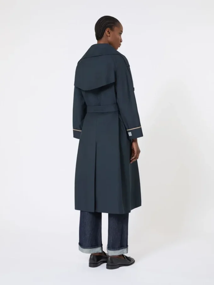 Casaco trench oversized em sarja repelente à água, azul ultramar