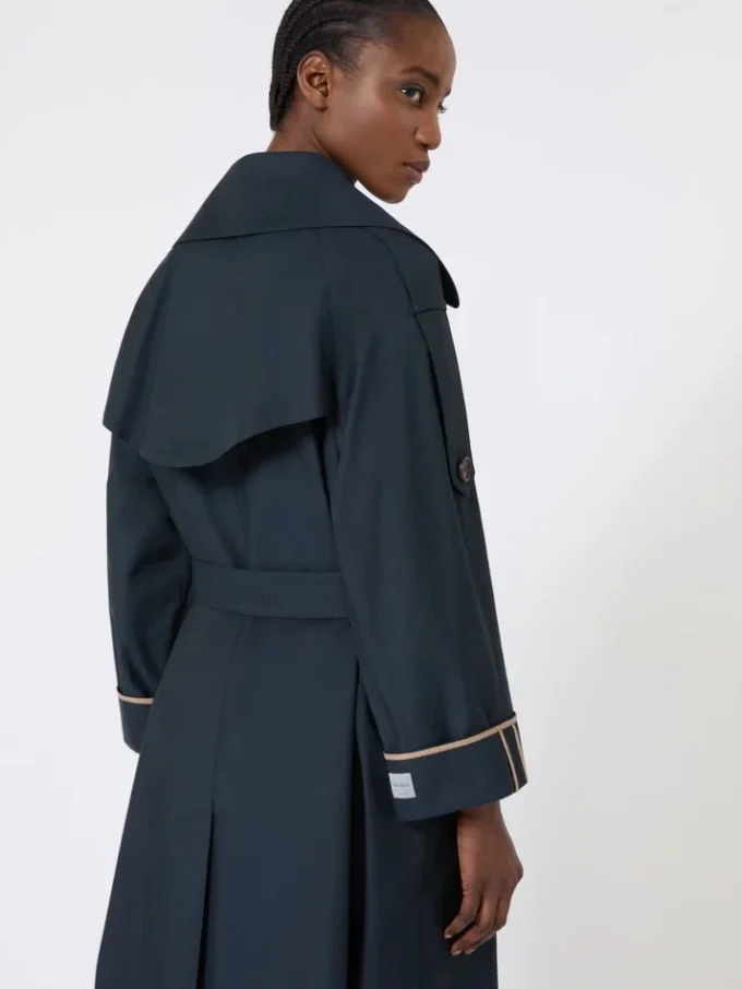 Casaco trench oversized em sarja repelente à água, azul ultramar