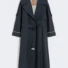 Casaco trench oversized em sarja repelente à água, azul ultramar