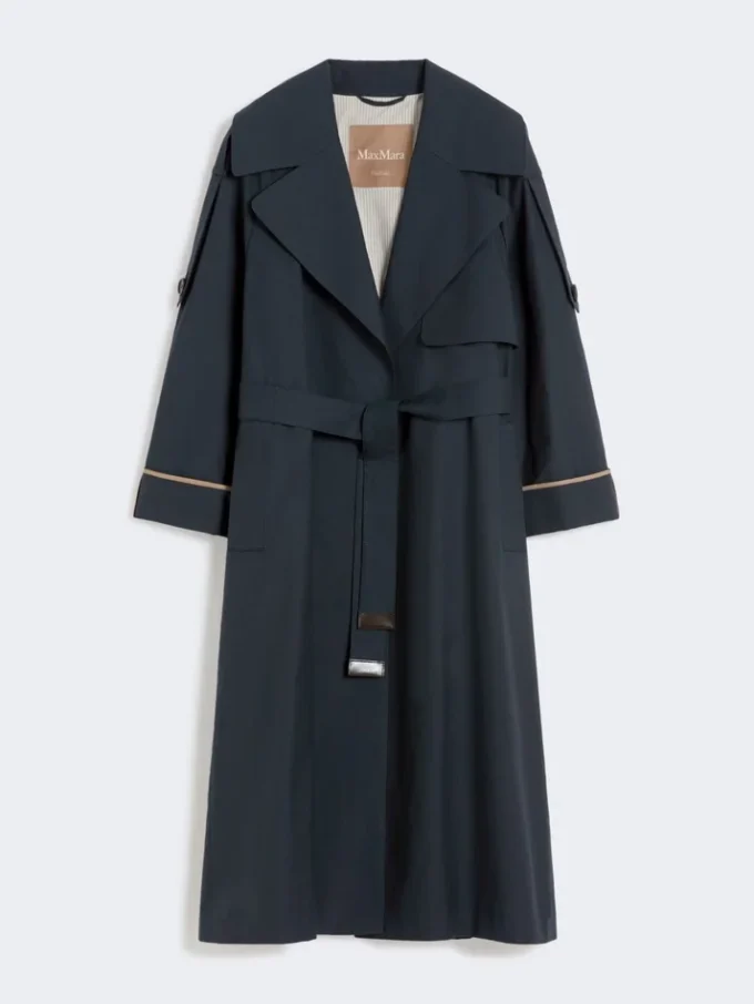 Casaco trench oversized em sarja repelente à água, azul ultramar