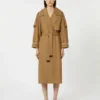 Casaco trench oversized em sarja repelente à água, castanho