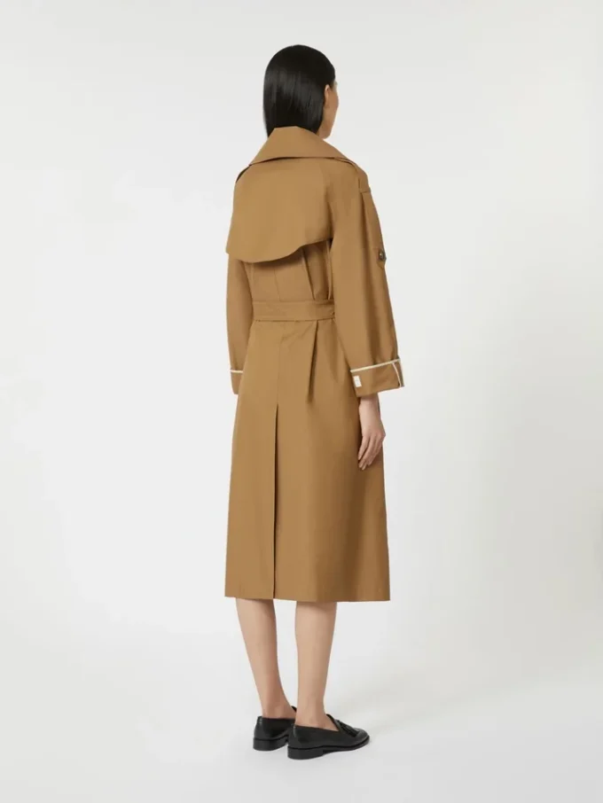 Casaco trench oversized em sarja repelente à água, castanho