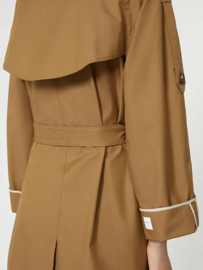 Casaco trench oversized em sarja repelente à água, castanho