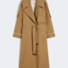 Casaco trench oversized em sarja repelente à água, castanho
