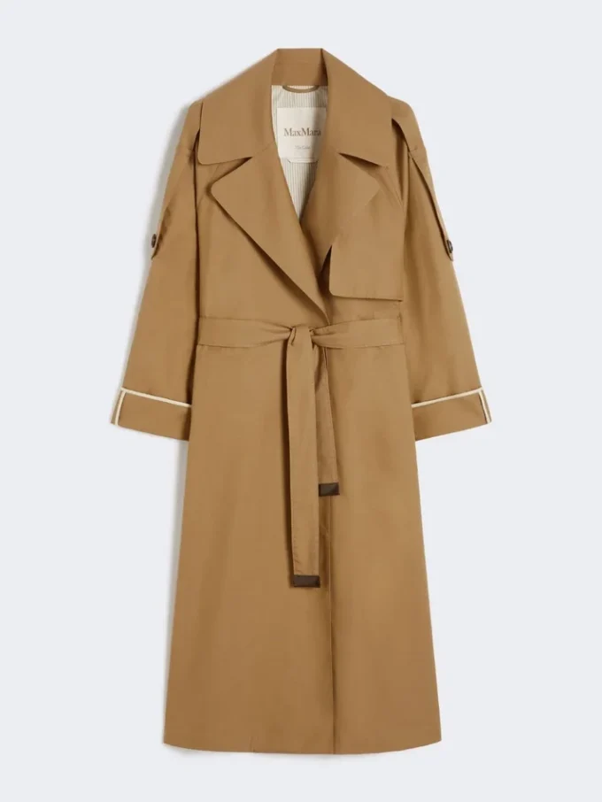 Casaco trench oversized em sarja repelente à água, castanho
