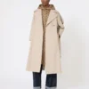 Casaco trench oversized em sarja repelente à água, cor areia