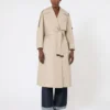 Casaco trench oversized em sarja repelente à água, cor areia