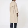 Casaco trench oversized em sarja repelente à água, cor areia