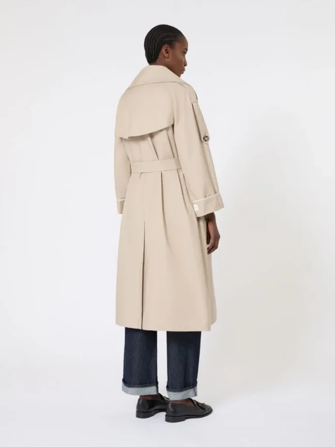 Casaco trench oversized em sarja repelente à água, cor areia