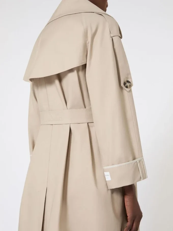 Casaco trench oversized em sarja repelente à água, cor areia