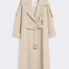 Casaco trench oversized em sarja repelente à água, cor areia