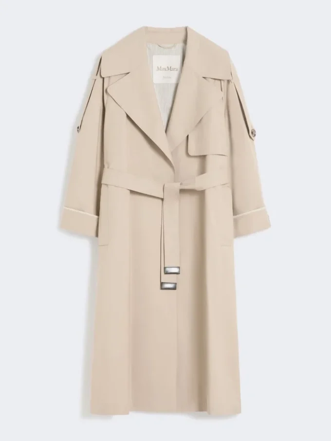 Casaco trench oversized em sarja repelente à água, cor areia