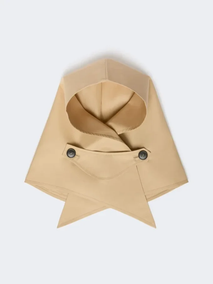 Chapéu-foulard em gabardine repelente à água, bege Chapéu-foulard em gabardine repelente à água, bege