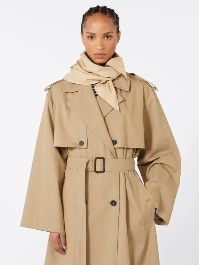 Chapéu-foulard em gabardine repelente à água, bege Chapéu-foulard em gabardine repelente à água, bege