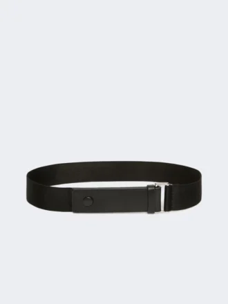 Cinto de fita elástica e couro, preto
