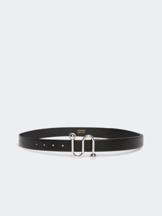 Cinto de pele com fivela em S, preto