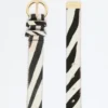 Cinto em pele com estampado efeito crina de pónei, branco Cinto em pele com estampado efeito crina de pónei, branco