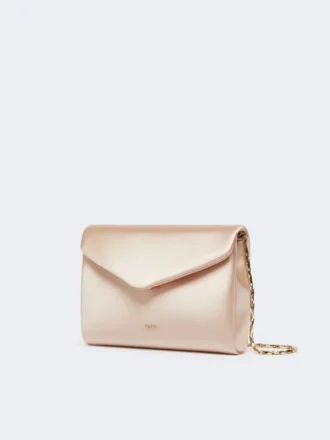 Clutch em viscose e cetim de seda, cor pó