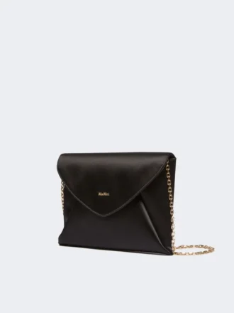 Clutch em viscose e cetim de seda, preta