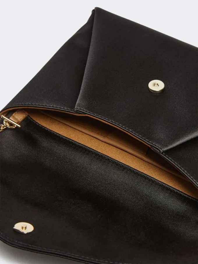 Clutch em viscose e cetim de seda, preta
