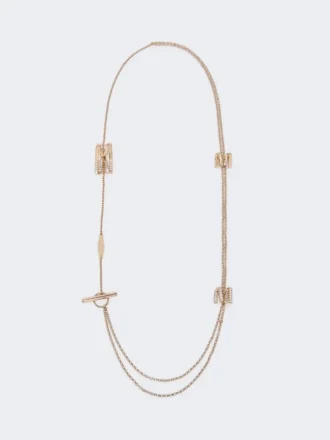 Colar comprido com detalhes de monograma, cor marfim