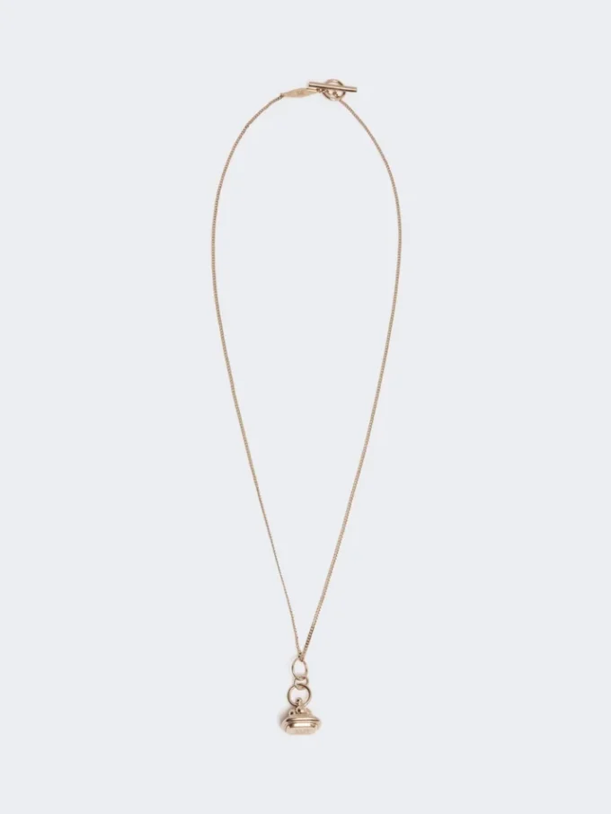 Colar comprido com pendente em forma de selo, dourado Colar comprido com pendente em forma de selo, dourado