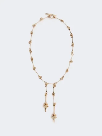 – colar comprido com pingente duplo, dourado