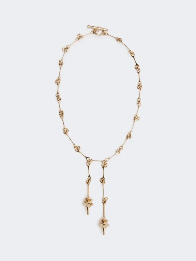 – colar comprido com pingente duplo, dourado – colar comprido com pingente duplo, dourado