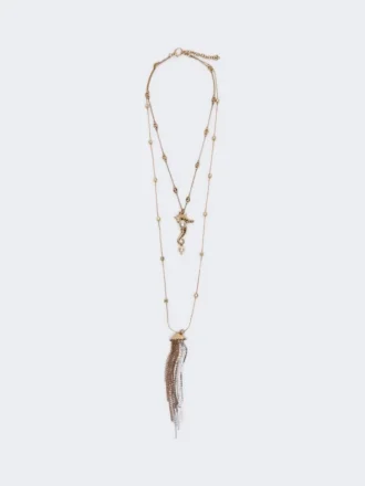 Colar metálico «abissi» com strass, dourado