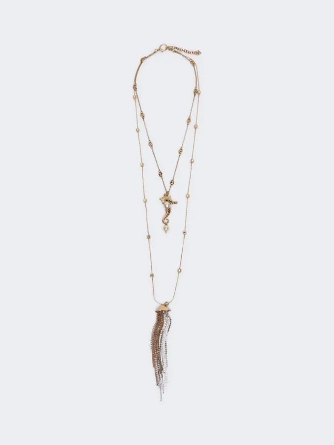 Colar metálico «abissi» com strass, dourado