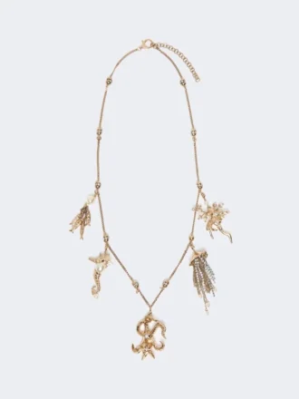 Colar metálico «abissi» com strass, dourado