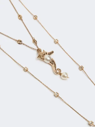 Colar metálico «abissi» com strass, dourado