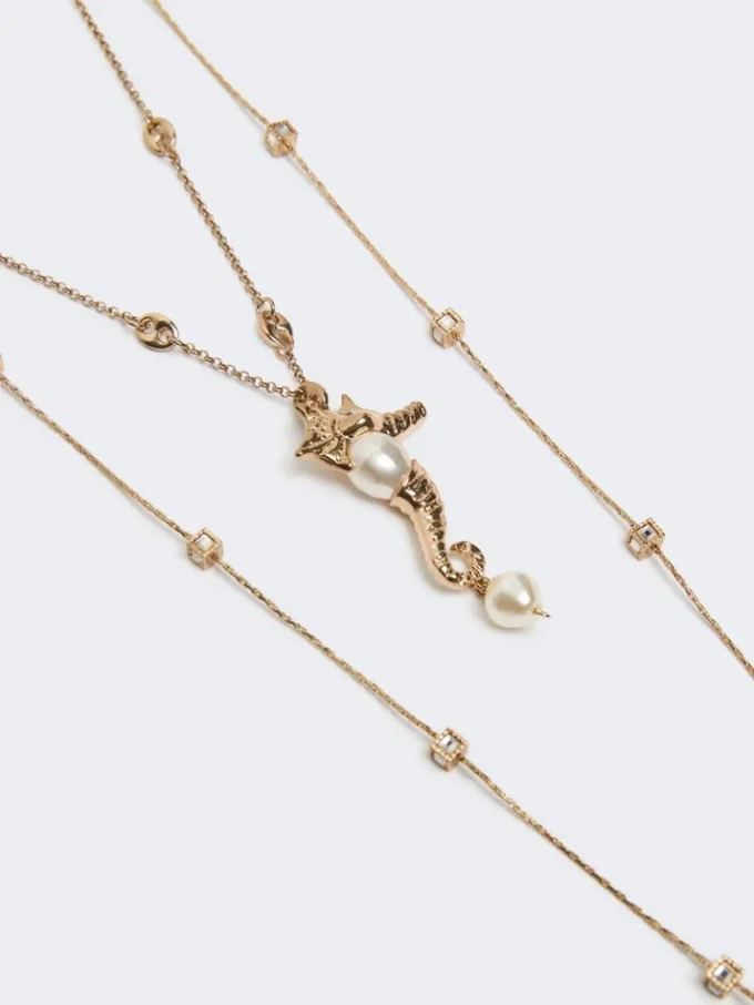 Colar metálico «abissi» com strass, dourado