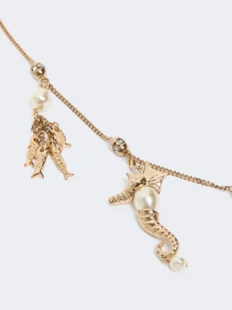 Colar metálico «abissi» com strass, dourado