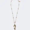Colar metálico com pendente em forma de alfinete, dourado Colar metálico com pendente em forma de alfinete, dourado