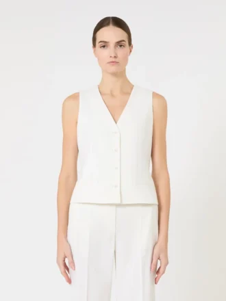 Colete em crepe de lã, branco
