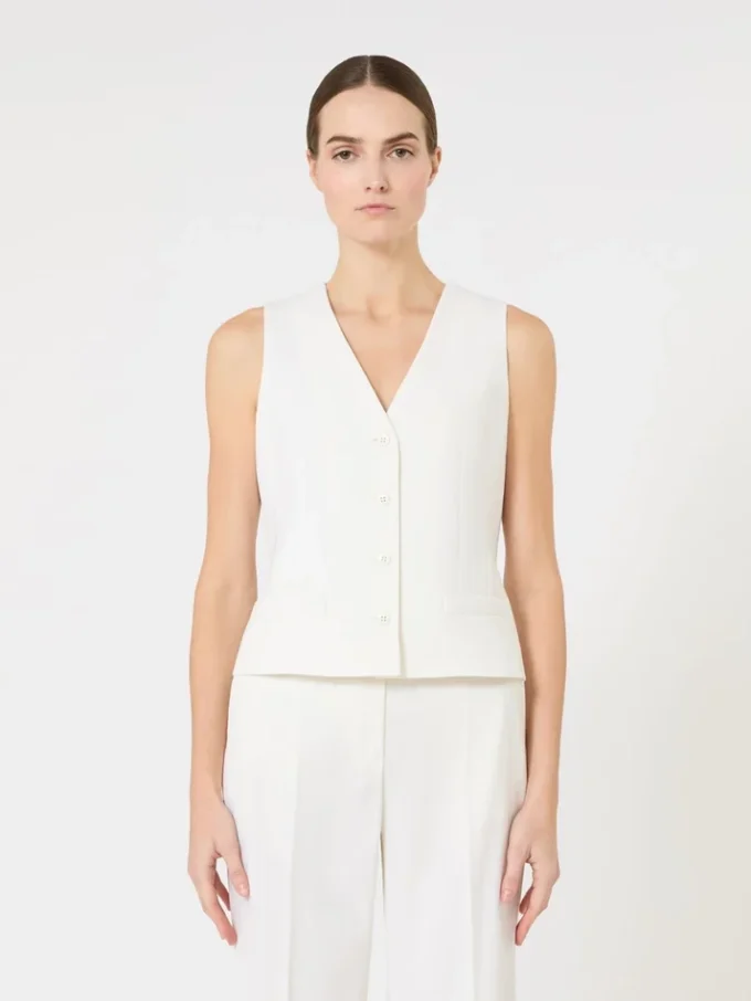 Colete em crepe de lã, branco Colete em crepe de lã, branco