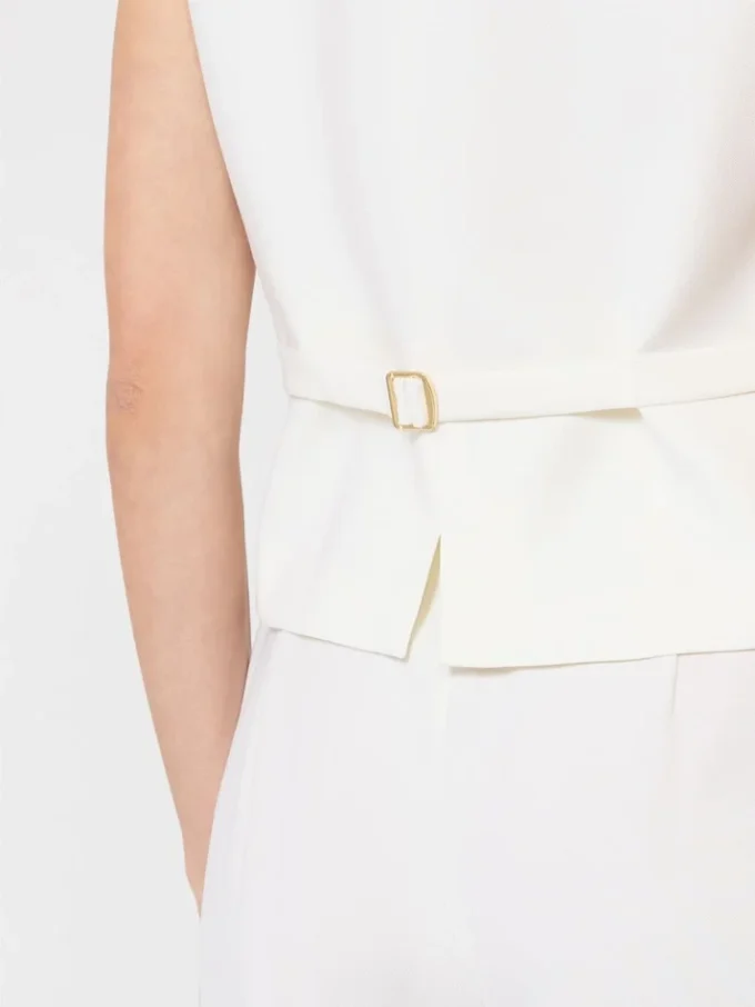 Colete em crepe de lã, branco Colete em crepe de lã, branco