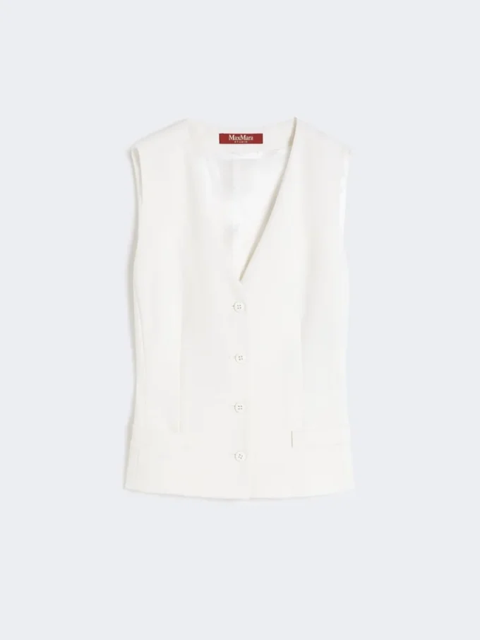 Colete em crepe de lã, branco Colete em crepe de lã, branco