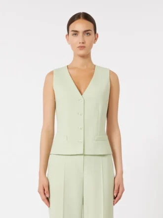 Colete em crepe de lã, verde