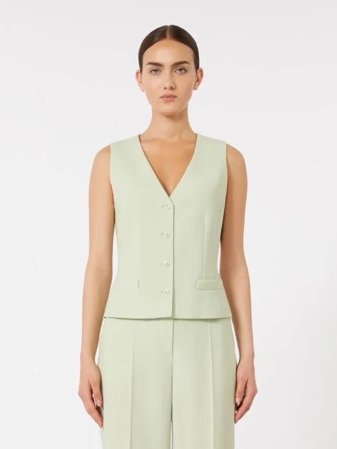 Colete em crepe de lã, verde Colete em crepe de lã, verde