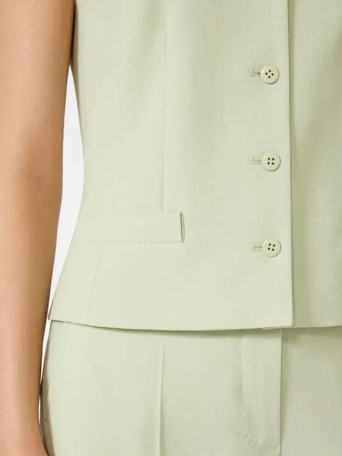 Colete em crepe de lã, verde Colete em crepe de lã, verde