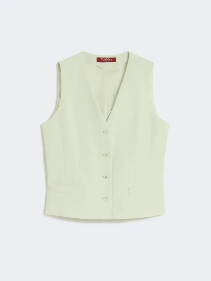 Colete em crepe de lã, verde Colete em crepe de lã, verde