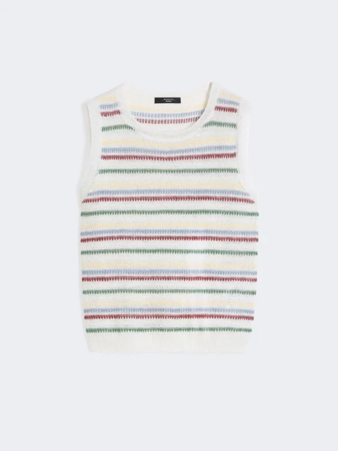 Colete em fio de linho, multicolorido Colete em fio de linho, multicolorido